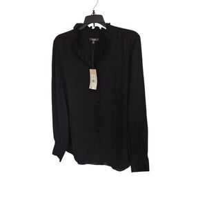 NYDJ Black Ruffle Collar Blouse NWT